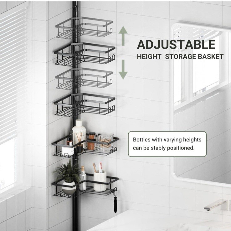 Corner Shower Caddy Tension Pole - 4-Tier Shower Corner Shelf for Bathtub gallery