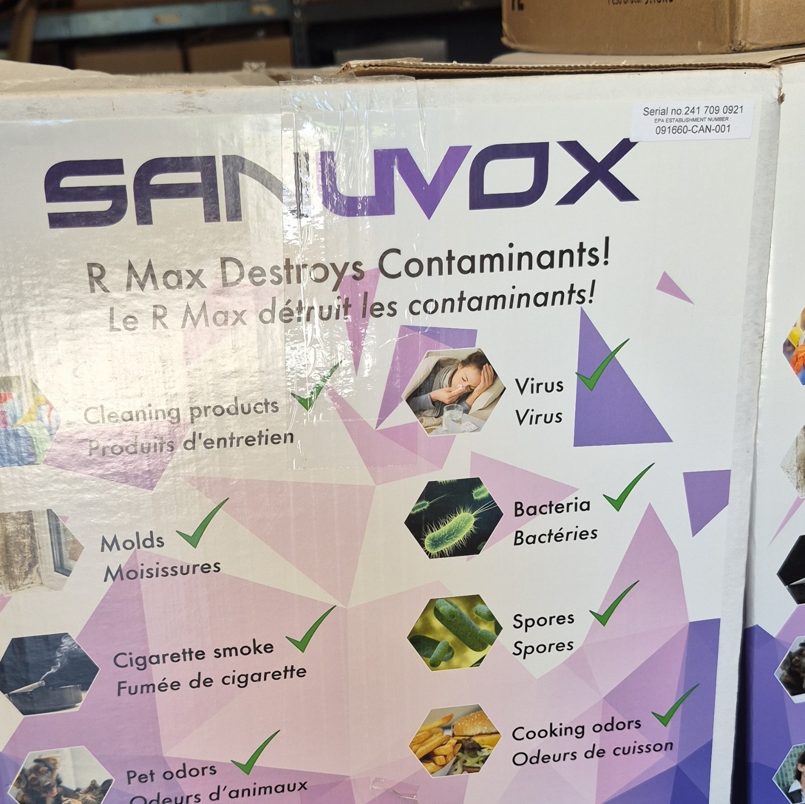 Sanuvox R Max UV Light Air Purifier Wall Mountable White 120V 50W gallery