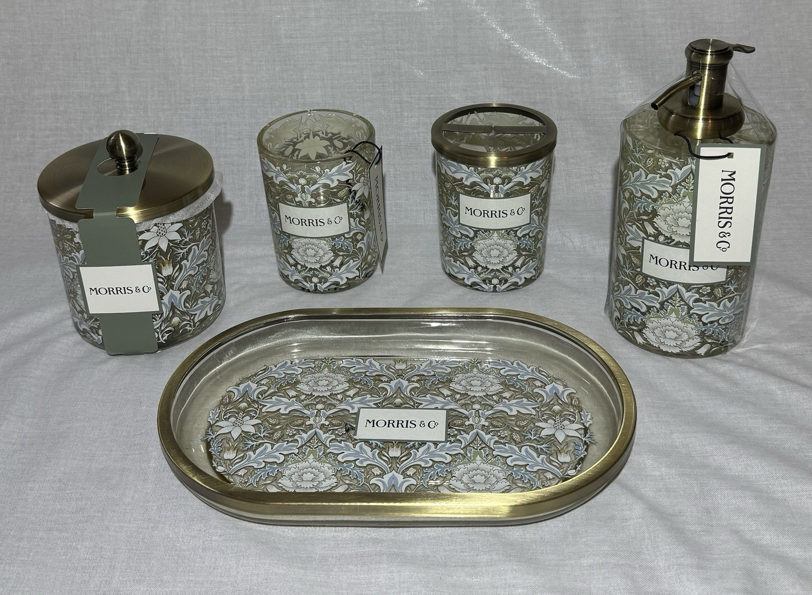 William Morris & Co ~ Bathroom Vanity Set ~ 5 Pc ~ Sky Blue w/Bronze Trim gallery