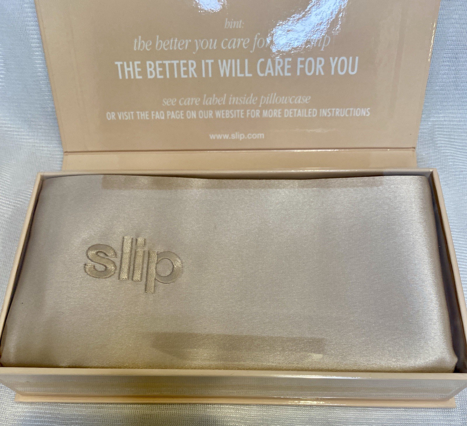 SLIP Pure Real Silk Pillow Case Queen Size Caramel color Brand NEW never opened gallery