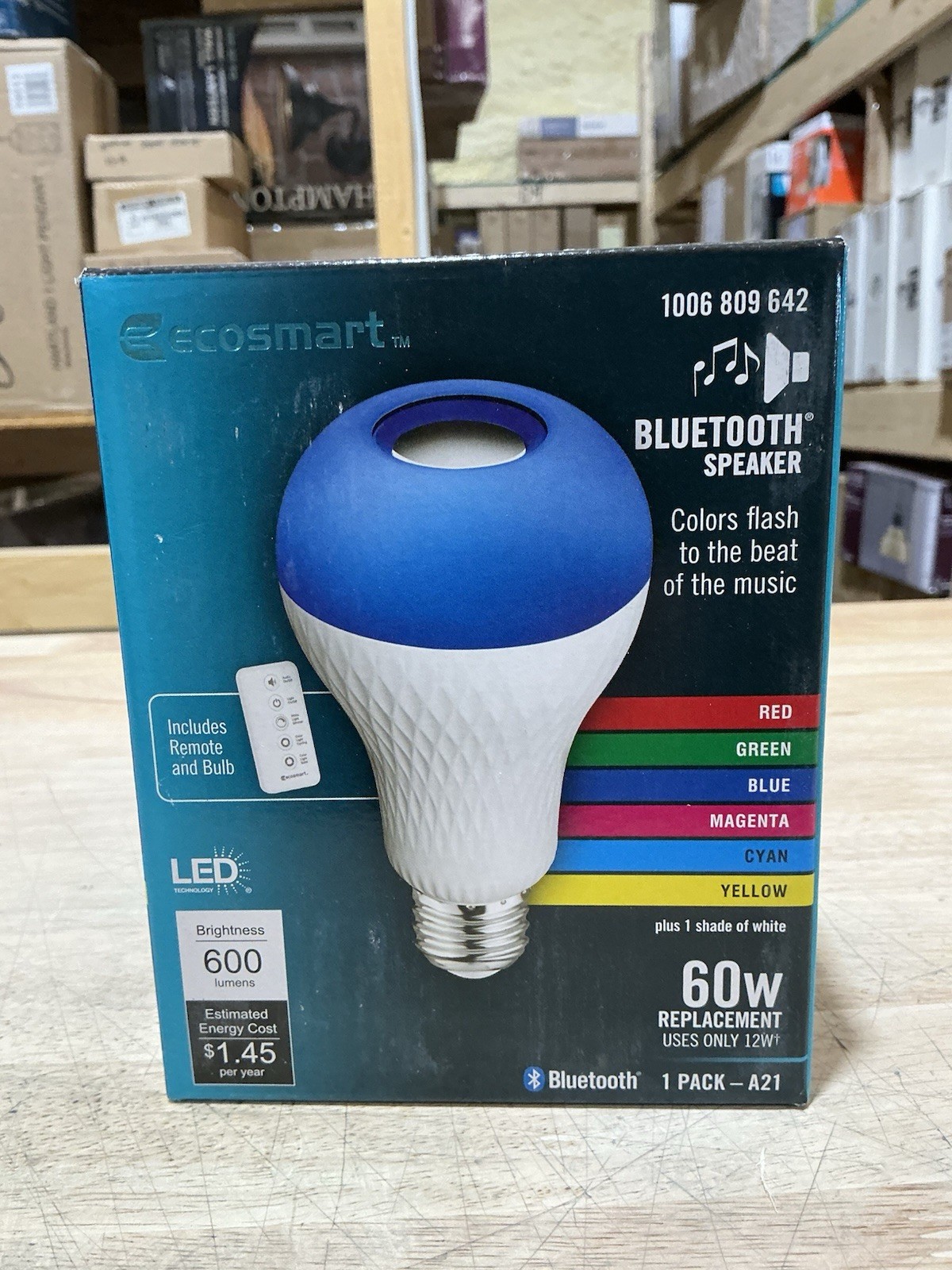 Ecosmart LED Light Bulb Speaker w/Bluetooth 60W Color Changing and Remote NEW gallery
