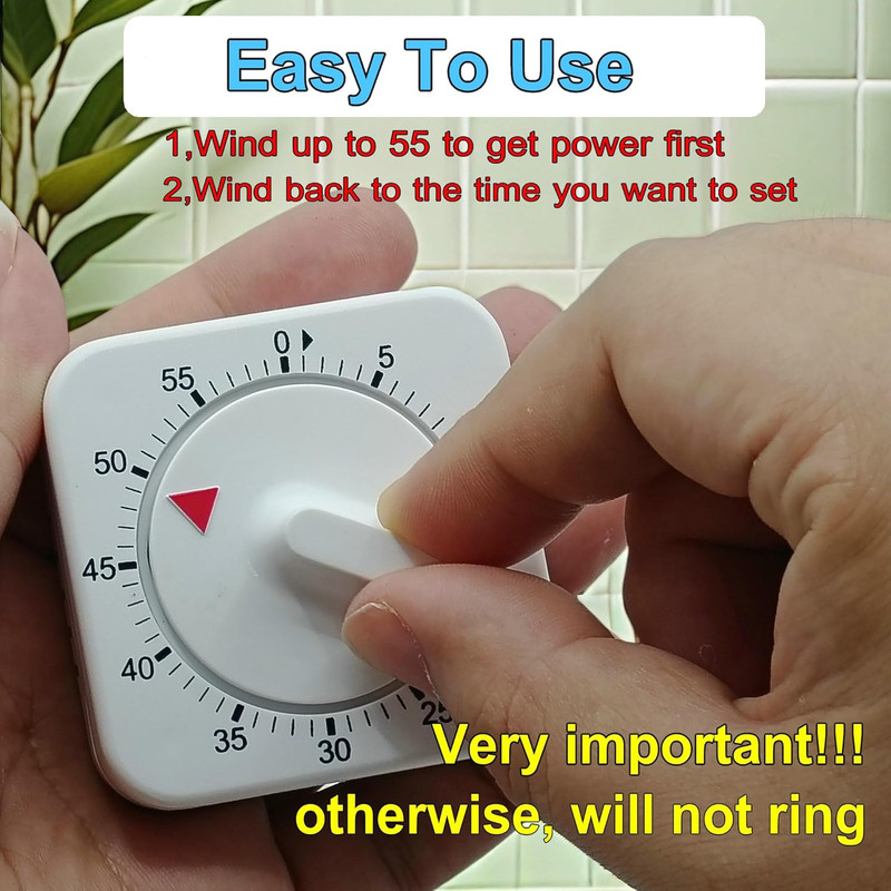 60 Minute Wind Up Mechanical Timer with Loud Alarm Manual Countdown Clock gallery