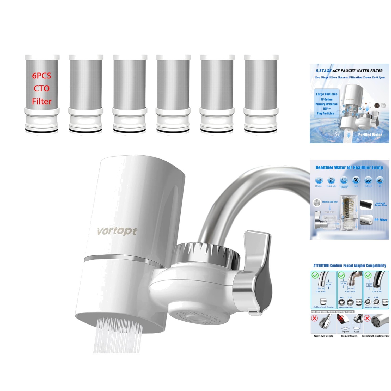NSF Certified Water Filter for Sink Faucet – 400 Gallon Capacity, 99% Chlorin... gallery