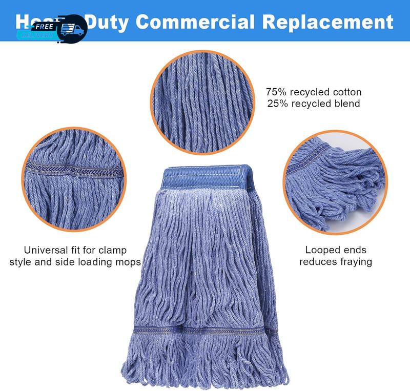2 Pack Mop Head Replacement Cleaning Heavy Duty Mop Head Commercial Replacement gallery