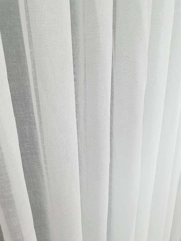 High Quality Patterned Linen Fabric Tulle Curtain, 1 by 2.5 pleated, White gallery