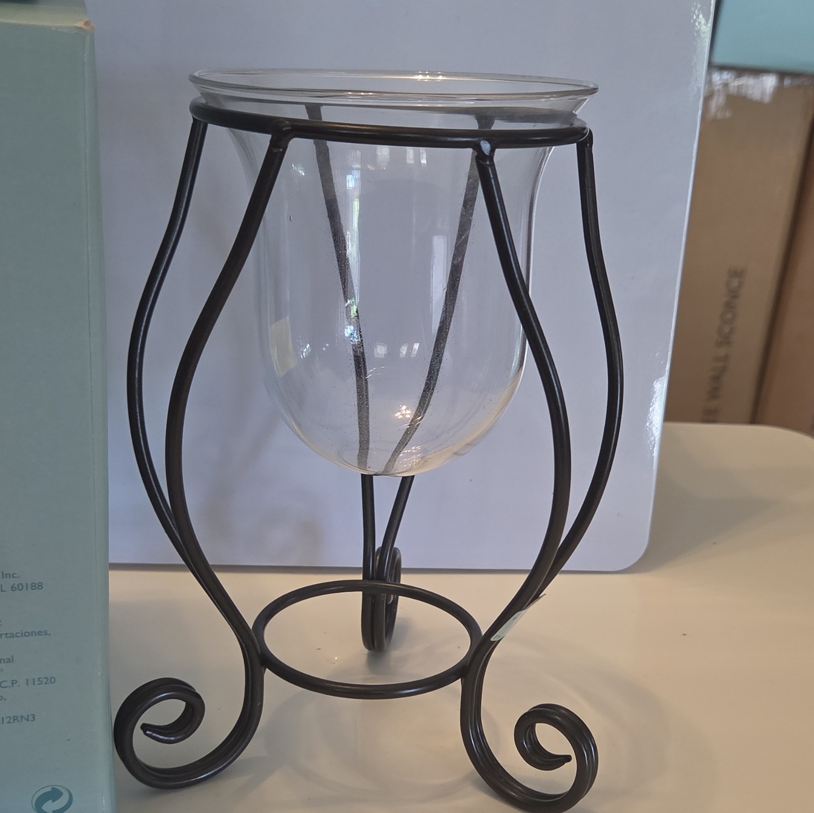 PartyLite Slim Hurricane Stand P8903 Black Metal & Clear Glass Votive Holder gallery