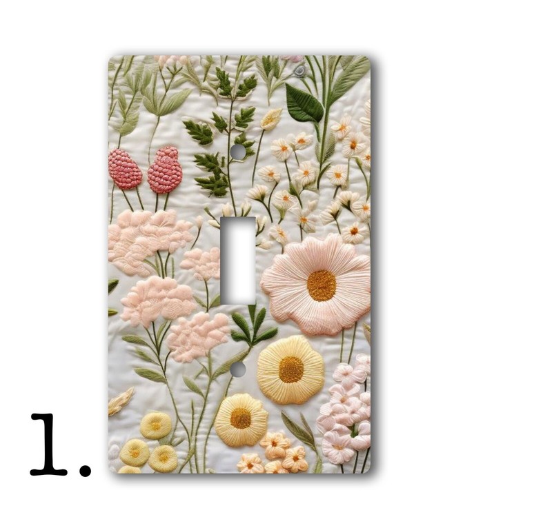 Decorative Acrylic Light Switch/Electrical Outlet Cover-Embroidered Flowers LOOK gallery