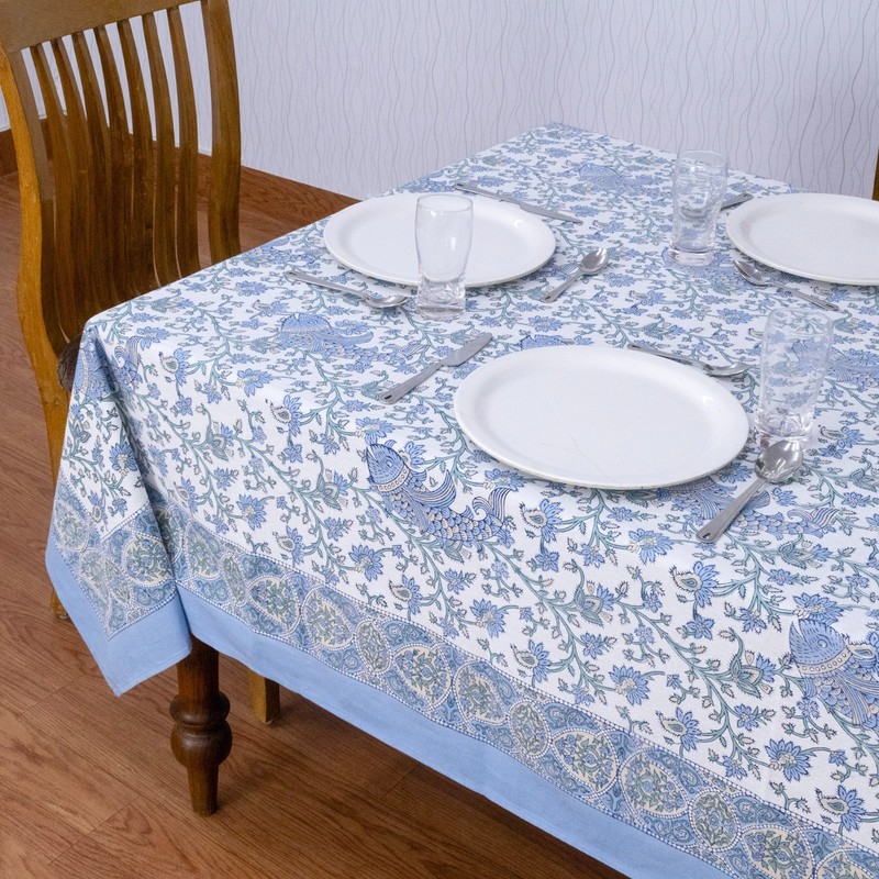 Rectangle Handblock Print Tablecloth, Cotton Dining Table Cover, Boho Home Decor gallery