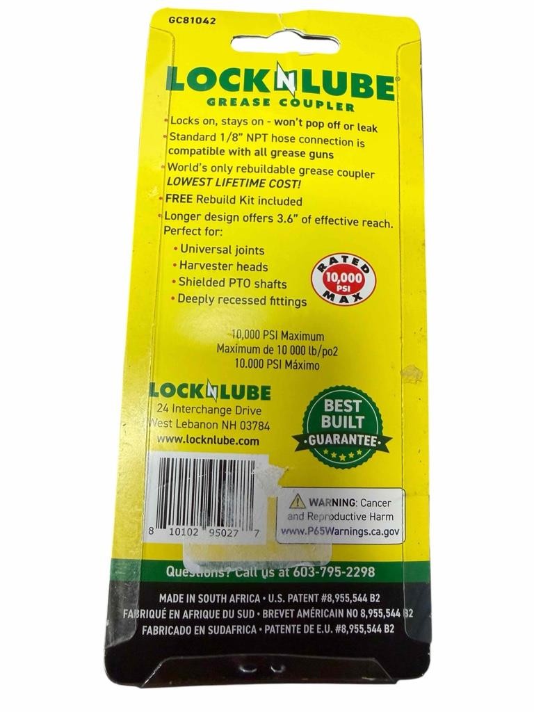 NEW LockNLube XL Grease Gun Coupler GC81042 10,000 PSI gallery
