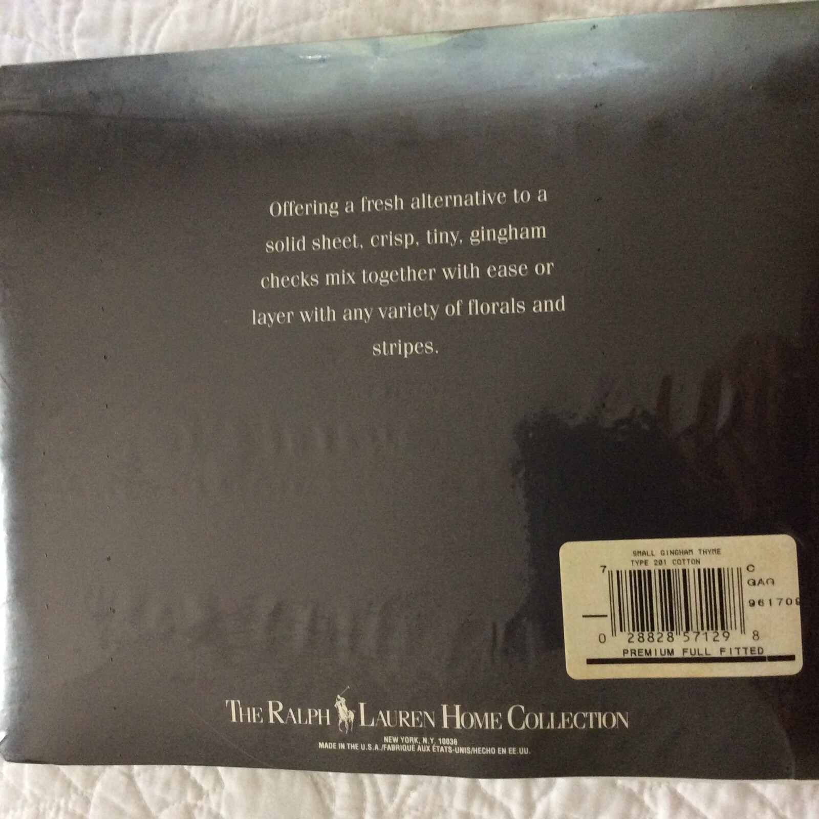NWT Ralph Lauren Small Gingham Thyme Full Deep Fitted Sheet up to 14" Deep gallery