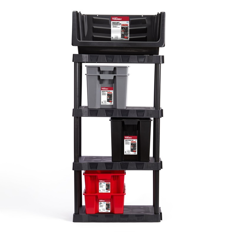 Heavy Duty Nesting Plastic Stack Bin, Black！ gallery