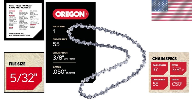 Semi-Chisel Replacement Chainsaw Chain - 55 Drive Links, 3/8" Pitch, .050" Gauge gallery