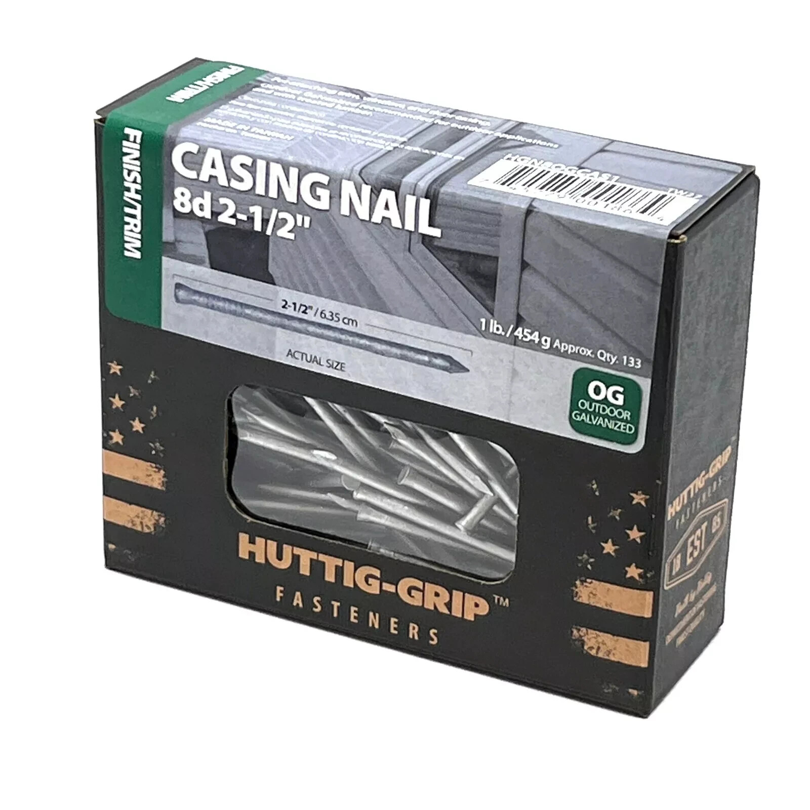 Huttig Grip 8d Outdoor Casing Nail 2.5 in HGN8OGCAS1 1 lb Pack of 133 Nails gallery
