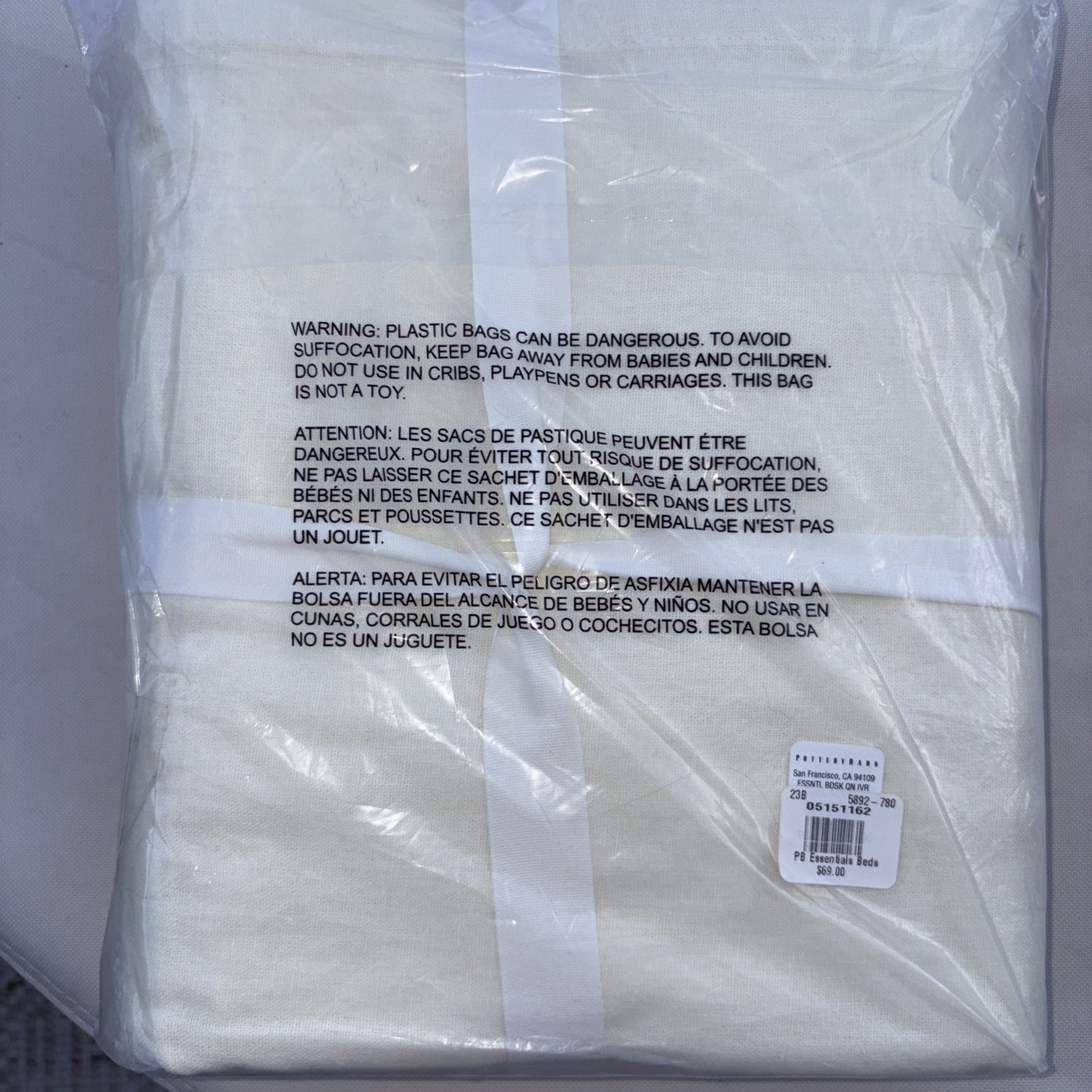 Pottery Barn Essential Bed Skirt - Linen Cotton Ivory Queen 14 Inch Drop NEW gallery