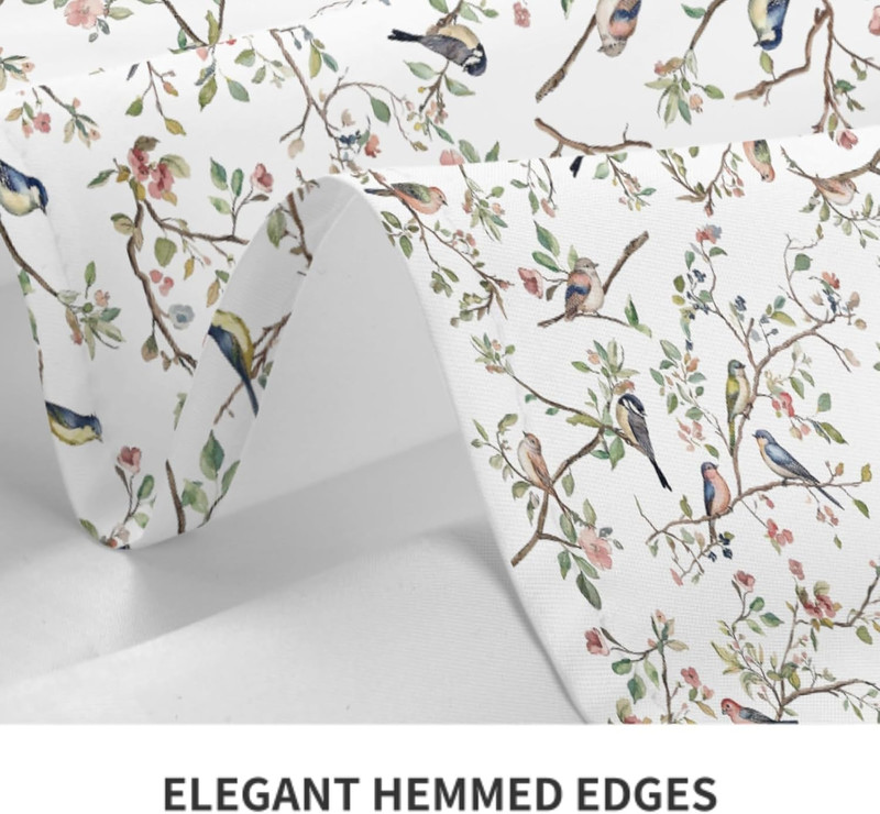 Spring Rectangular Tablecloth 60X84 Inch, Watercolor Floral Birds Summer Farmhou gallery