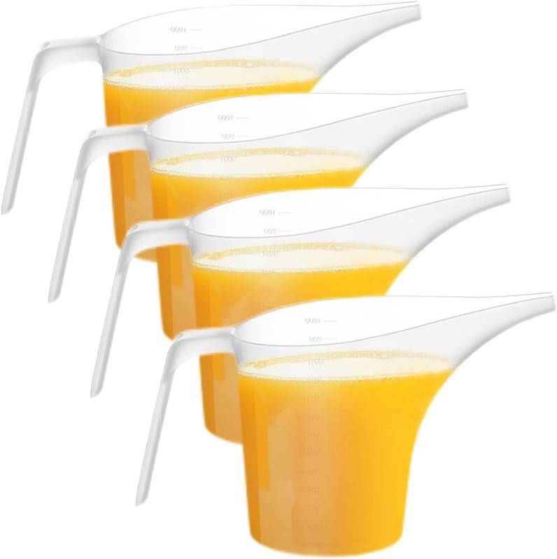 4 Pack Plastic Funnel Pitcher,Measuring Cup with Long Spout,Large Capacity Easy gallery