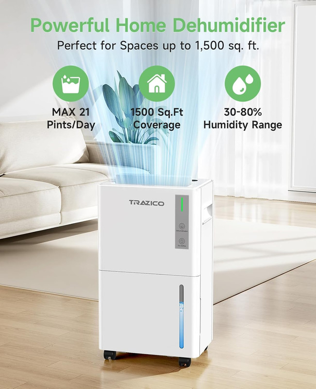 1500 Sq.Ft Dehumidifier for Basement, 21 Pint Quiet Dehumidifiers for Home with gallery