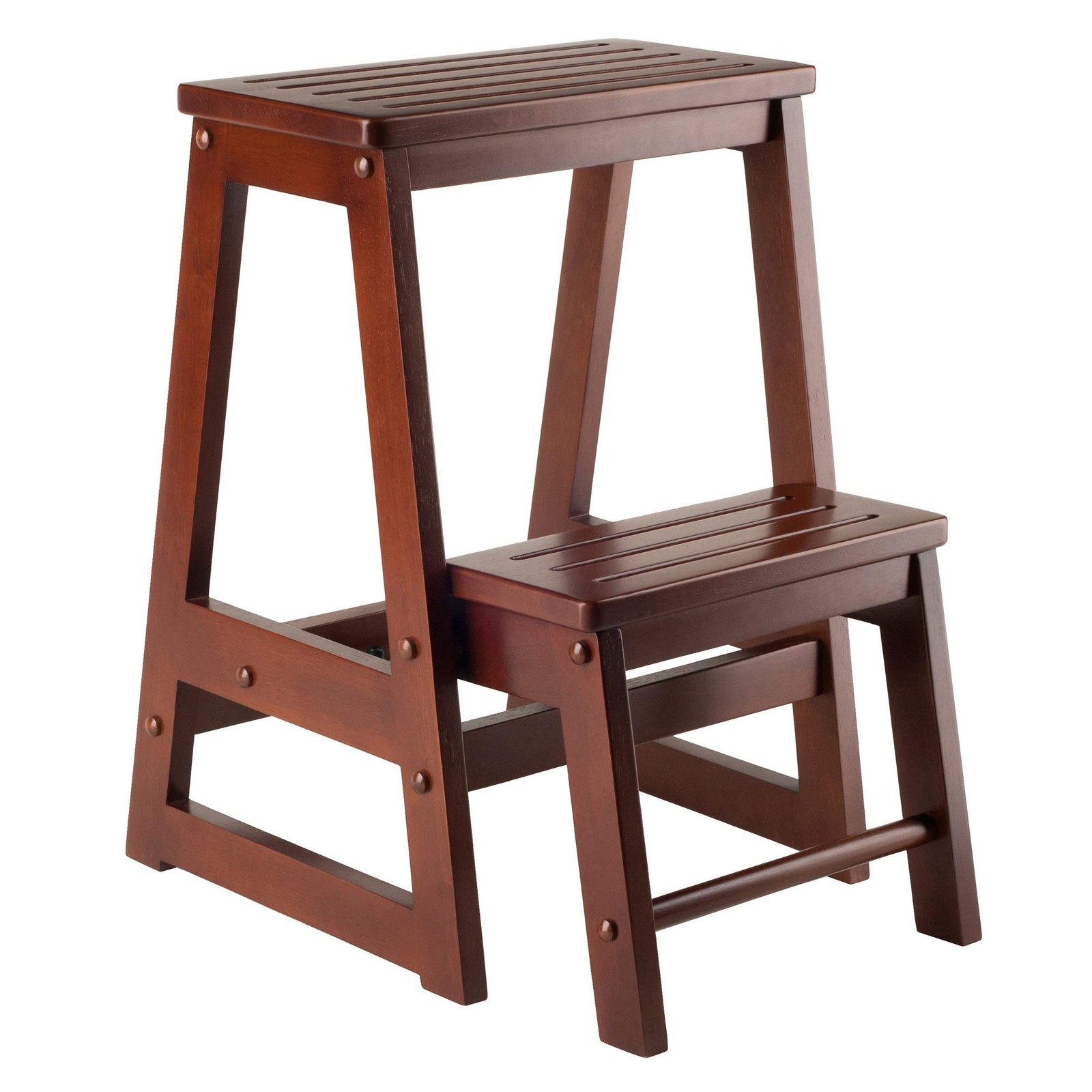 Winsome Beech Wood Double Step Stool Antique Walnut 94022 gallery