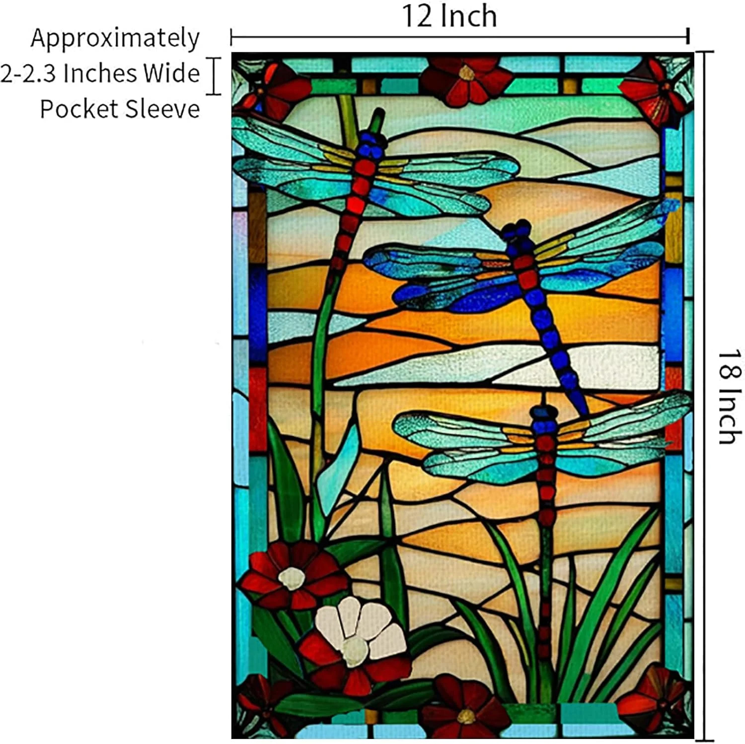 Spring Summer Dragonfly Garden Flag Stained Glass 12X18 Double Sided Yard Banner gallery