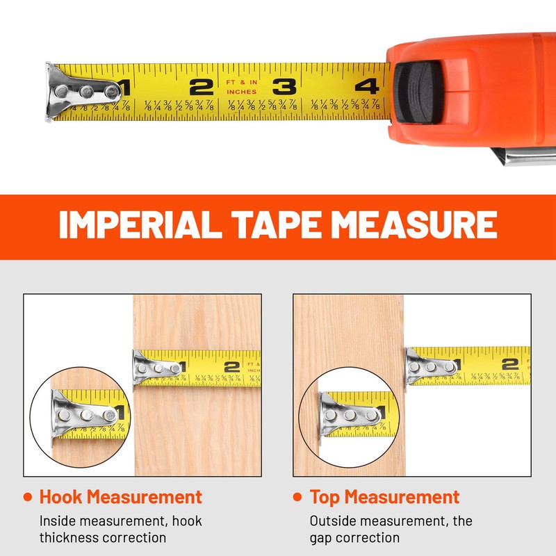 ValueMax 3PACK Retractable Tape Measure 16FT Measurement Tape w/Fractions 1/8 US gallery