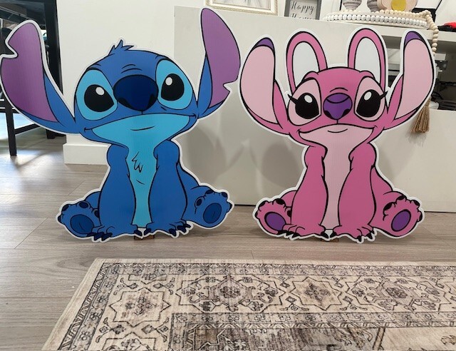 Stitch & Angel cutouts 2ft, Two props, Luau Theme gallery