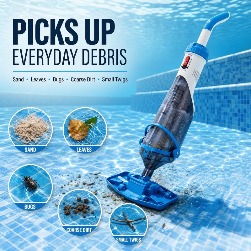 Cordless Rechargeable Pool Vacuum with Telescopic Pole Handheld Cleaner 60 Min gallery