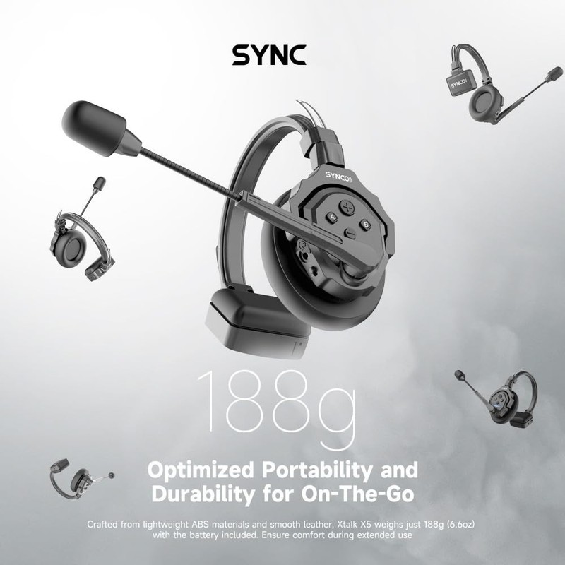 Keenous SYNCO XTALK X2 Wireless Intercom Headset System 2.4GHz 1148ft/350m Long gallery