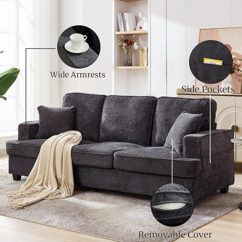 Couches for Living Room, 89 Inch Cloud Couch Sofa in Chenile with Extra Comfy So gallery