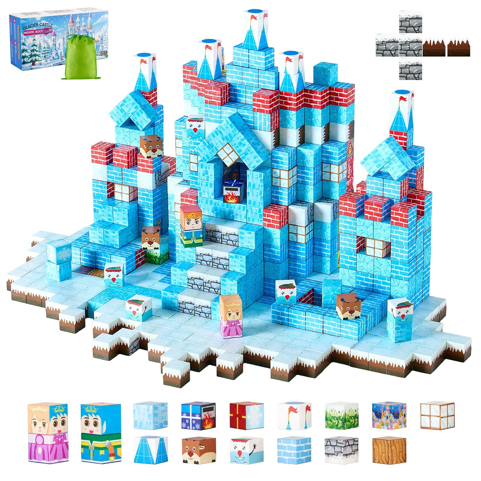 Magnetic Blocks, 150 PCS Glacier Castle Set, Magnetic Building Cubes for Kids, S gallery