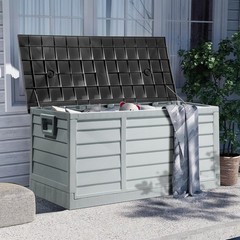 75 GAL Foldable Storage Deck Box Fast Installation with Wheels for In/Outdoor