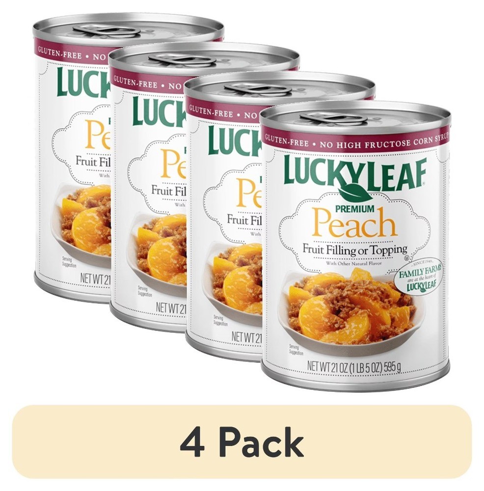 (4 pack) Leaf Premium Peach Fruit Filling & Topping, 21 oz