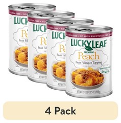 (4 pack) Leaf Premium Peach Fruit Filling & Topping, 21 oz