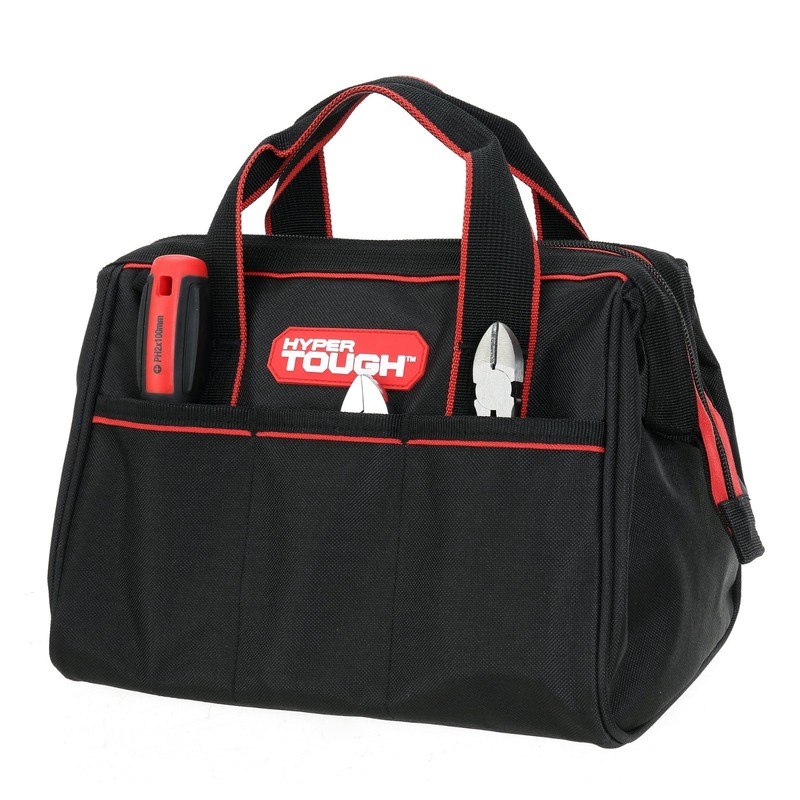 Hyper Tough 12-inch Polyester Tool Bag, with Full-Length Zipper and Double Strap gallery