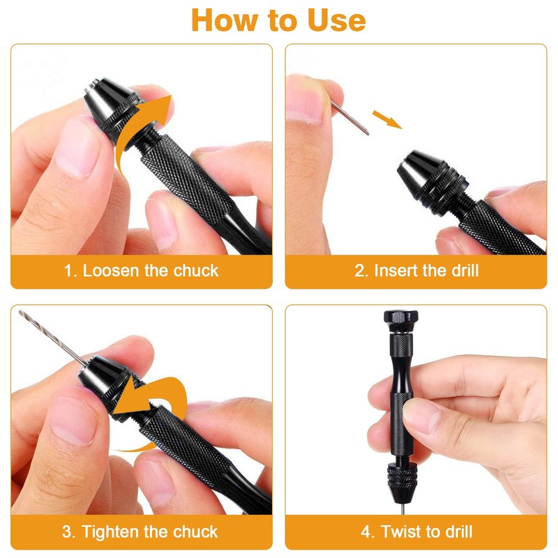 59x Precision Mini Micro Hand Twist Drill Bits Pin Vise Set Rotary Tools DIY Kit gallery