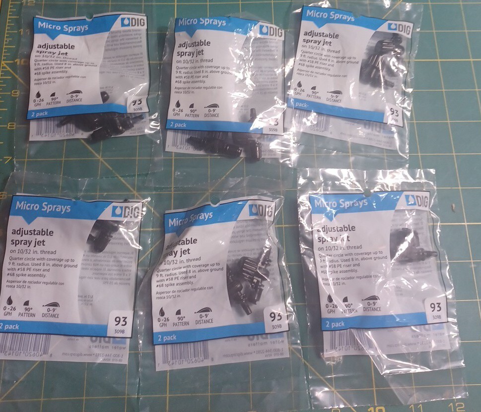 (12) DIG Micro Spray adjustable spray jet on 10/32 in. thread #93(309B) 6 pac X2