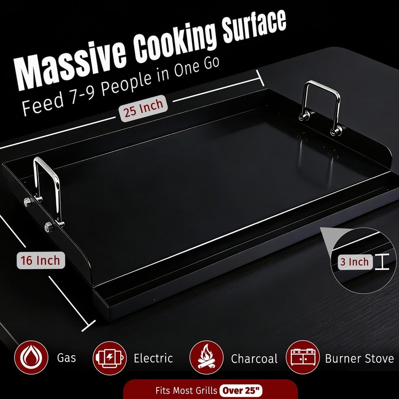 25x16 Ceramic Coated Flat Top Griddle for Gas Stove & BBQ Grill Cooking Griddle gallery