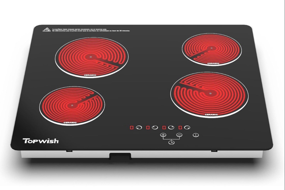 4 Burner Electric Cooktop, TOPWISH 24 Inch, Built-in Electric Stove Top, 220-240 gallery