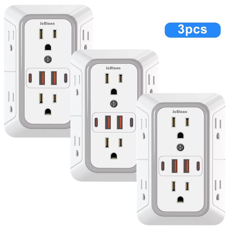 6 Outlet Extender Surge Protector Multi Plug Wall Adapter 4 USB Charger Ports gallery