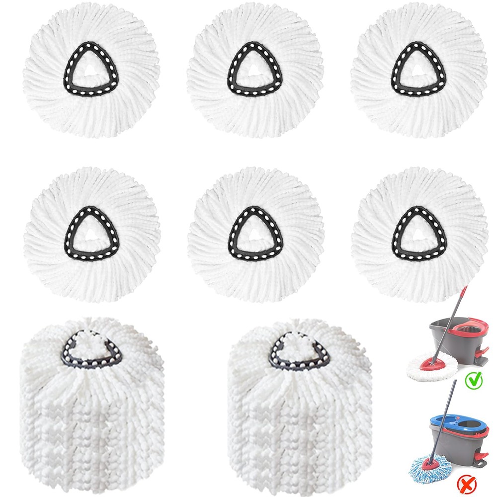 Microfiber Spin Mop Refill For Triangle Spin Mop, 360 Degree Replacement Heads