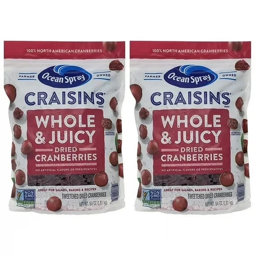 2 Packs Ocean Spray Craisins Dried Cranberries Whole & Juicy 64oz Each,Total 8lb gallery
