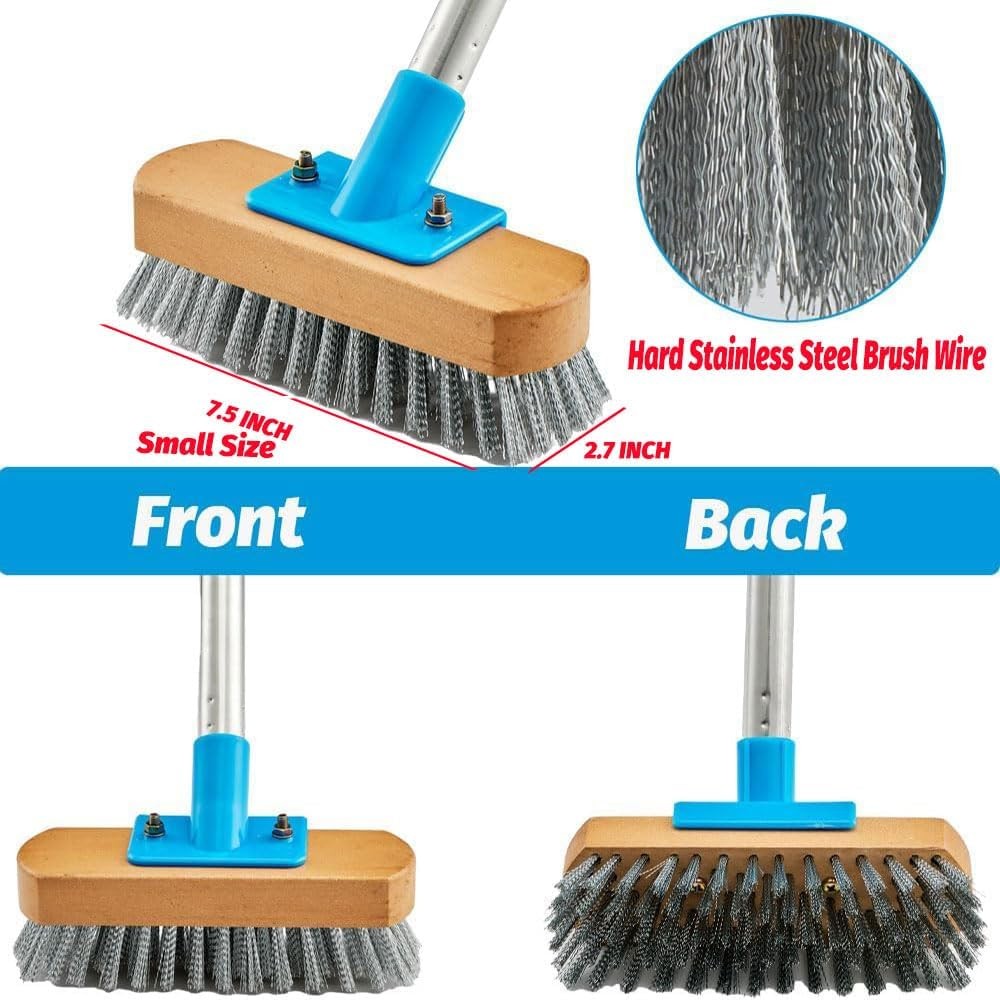 Stainless Steel Deck Scrub Brush With Long Handle 60" Heavy Duty Floor Scrubber gallery
