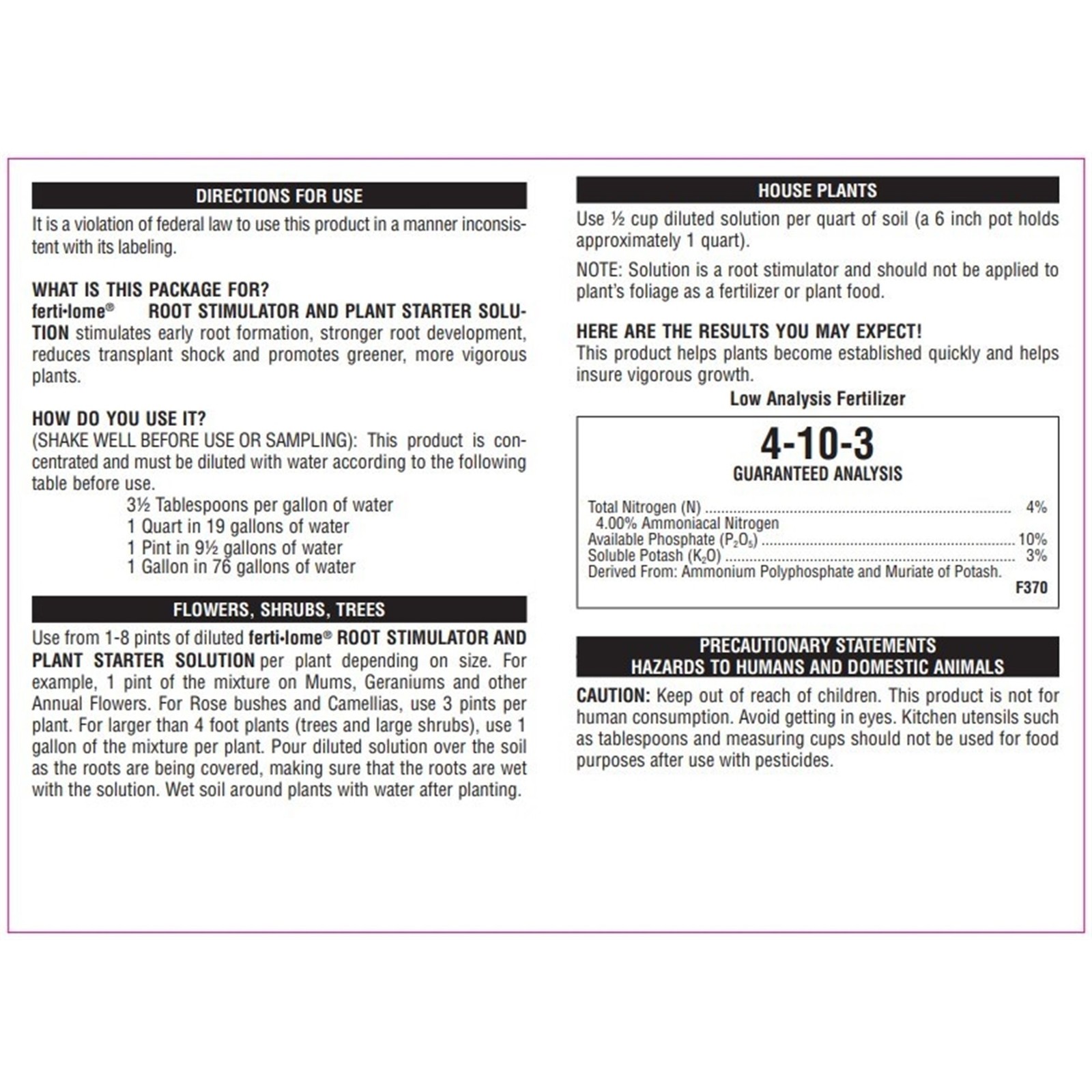 VPG 10650 Fertilome Concentrate Root Stimulator & Plant Starter Solution, 1 GAL gallery