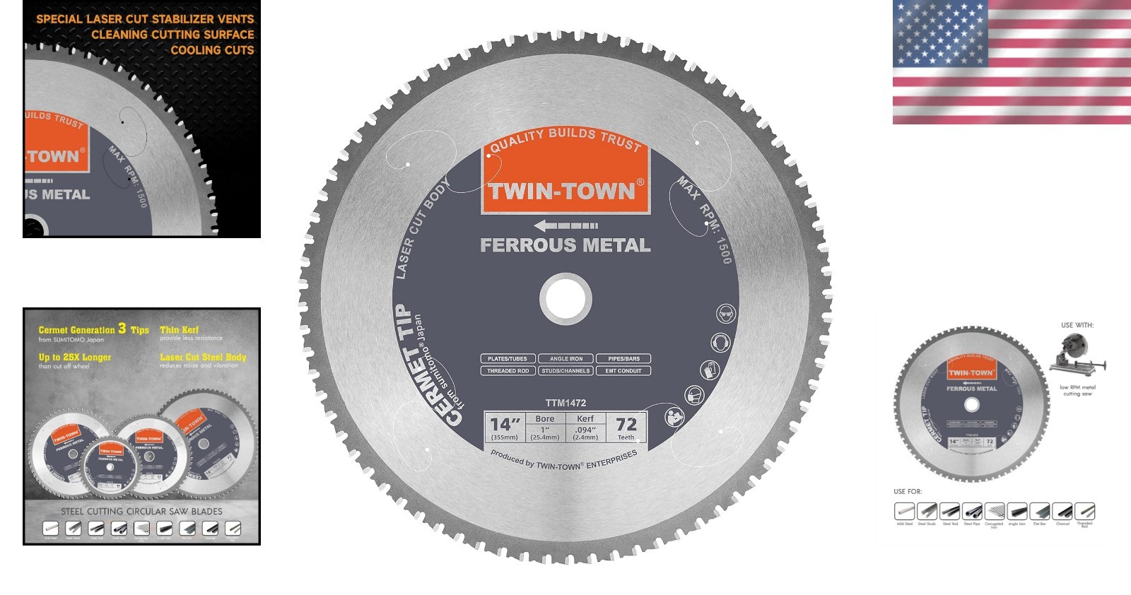 Versatile 14-Inch Saw Blade with 72 Teeth - Ideal for Steel & Ferrous Metals gallery