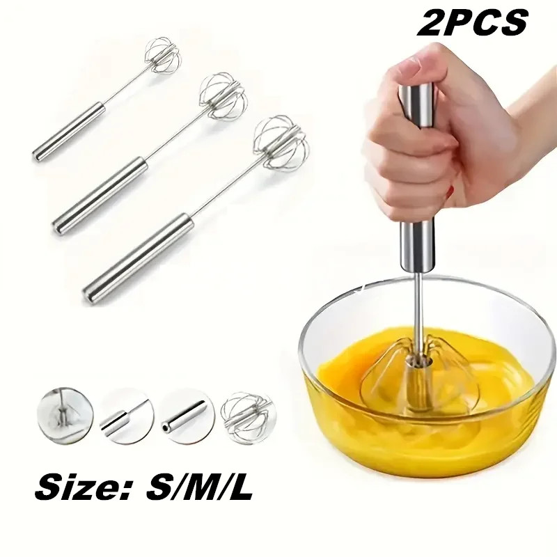 Semi-Automatic Egg Beater 304 Stainless Steel Egg Whisk Manual Hand Mixer Self T gallery