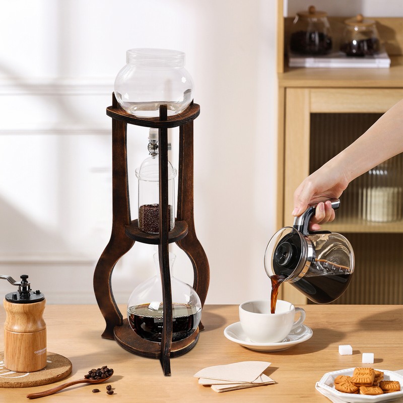 Cold Brew Iced Coffee Drip Tower Coffee Maker Wooden for 6-8 Cups Coffee 600ml gallery