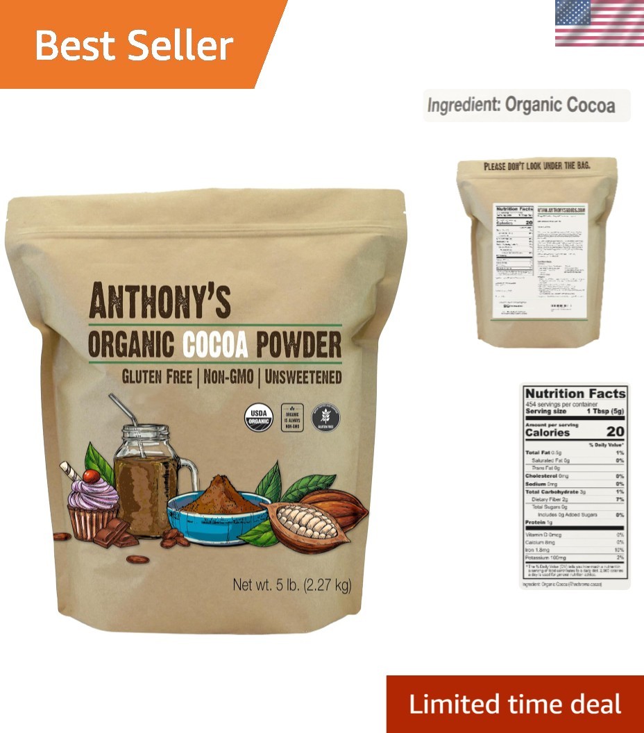 Anthony's Organic Cocoa Powder, 5 lb - Unsweetened, Non-GMO & Gluten-Free gallery