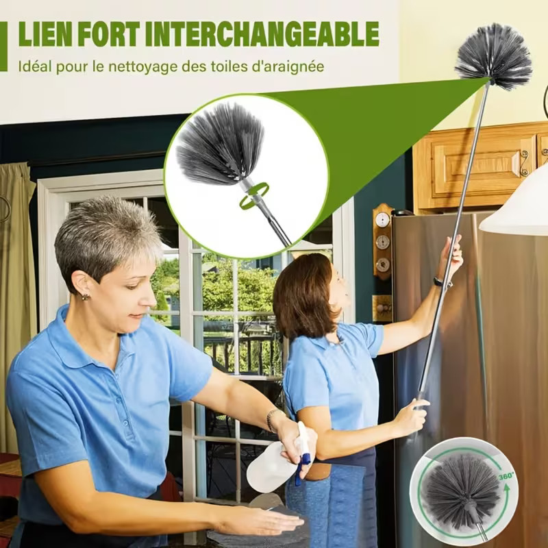 2025 NEW Microfiber Duster for Cleaning Fan, High Ceiling, Blinds, Gray, Silver gallery