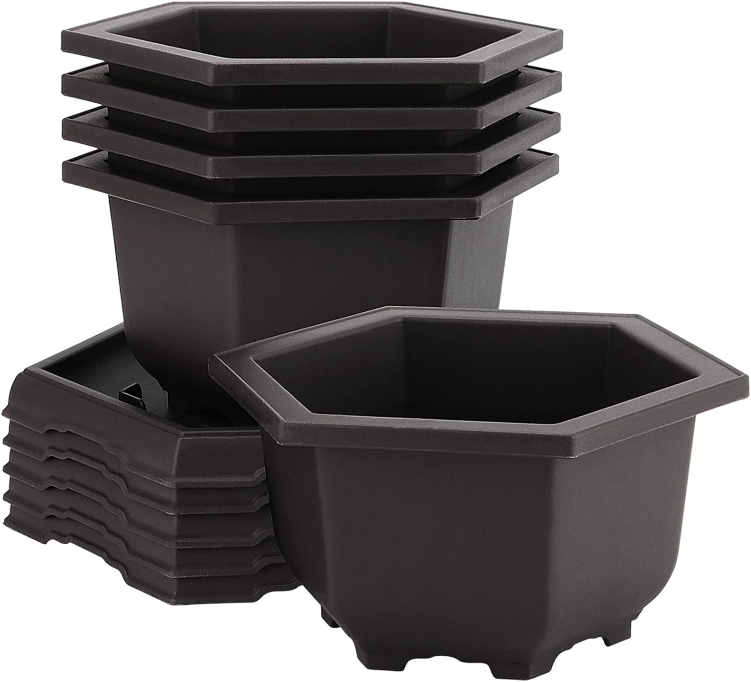 5 Pack Bonsai Pots, Hexagon Built in Mesh Plastic Bonsai Training Pots with Tray gallery