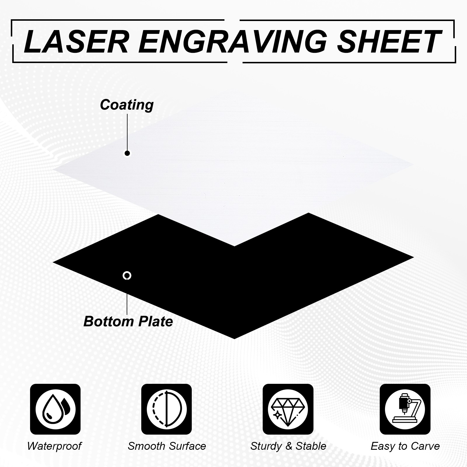 2Pcs 11.8x11.8" Double Color ABS Laser Engraving Sheet, Silver/Gold/Black gallery