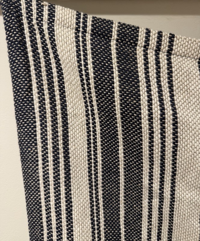 Pottery Barn Antique Stripe Throw/Blanket Navy Linen Cotton 50x57in gallery